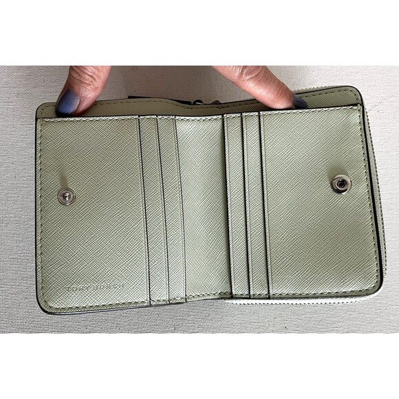 New Tory Burch Emerson Mini Saffiano Leather Wallet Meadow Mist - Picture 4 of 5